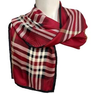 Lord & Taylor 100% Silk Tartan Scarf - Hand-Rolled Edges